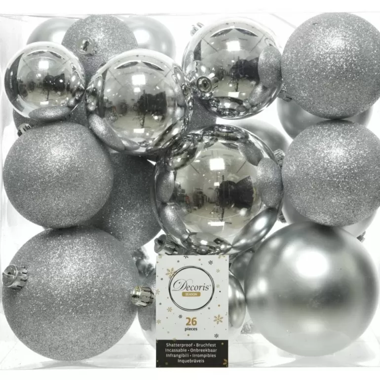 Hot Sapins 26 Boules De Noël Classiques Argent Plastique