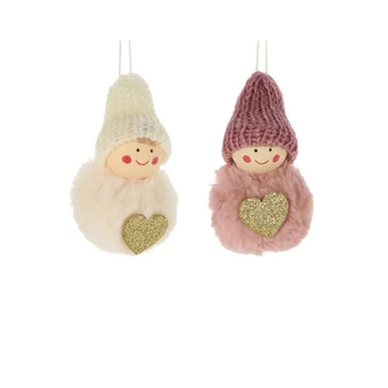 Cheap Sapins 2 Anges A Suspendre, Rose Et Blanc