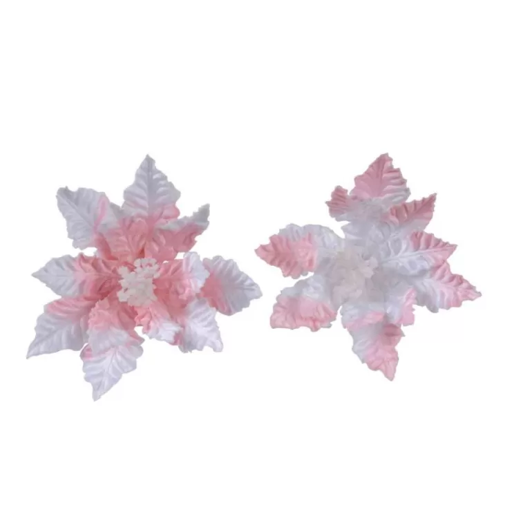 Fashion Sapins 2 Poinsettias Roses En Velours Sur Clip