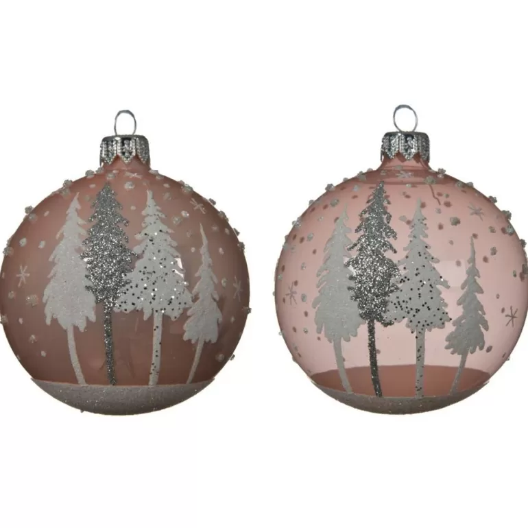 Shop Sapins 2X3 Boules En Verre Roses Avec