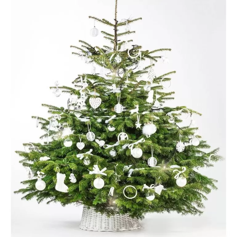 Hot Sapins Cache-Pied De Sapin En Osier Blanc - 70Cm