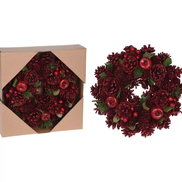 Fashion Sapins Couronne Rouge En Bois 26Cm