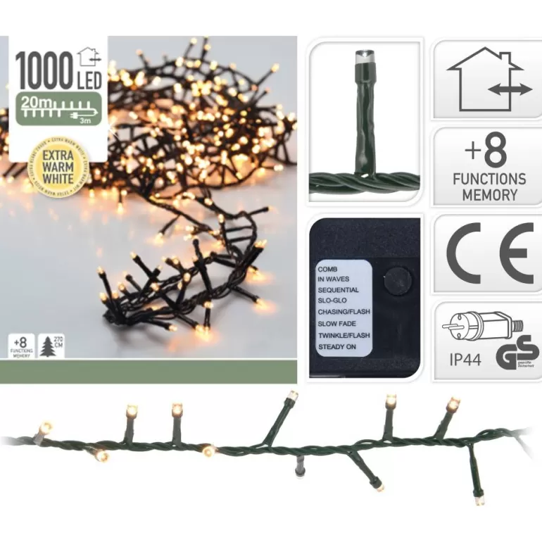 Outlet Sapins Guirlande 1000 Led Blanc Extra Chaud