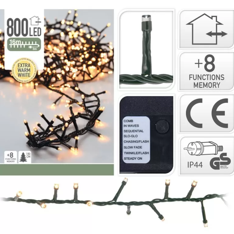 Best Sapins Guirlande 800 Led Blanc Extra Chaud