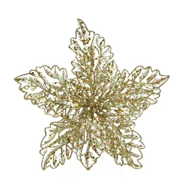 Outlet Sapins Poinsettia Or A Paillettes Sur Clip